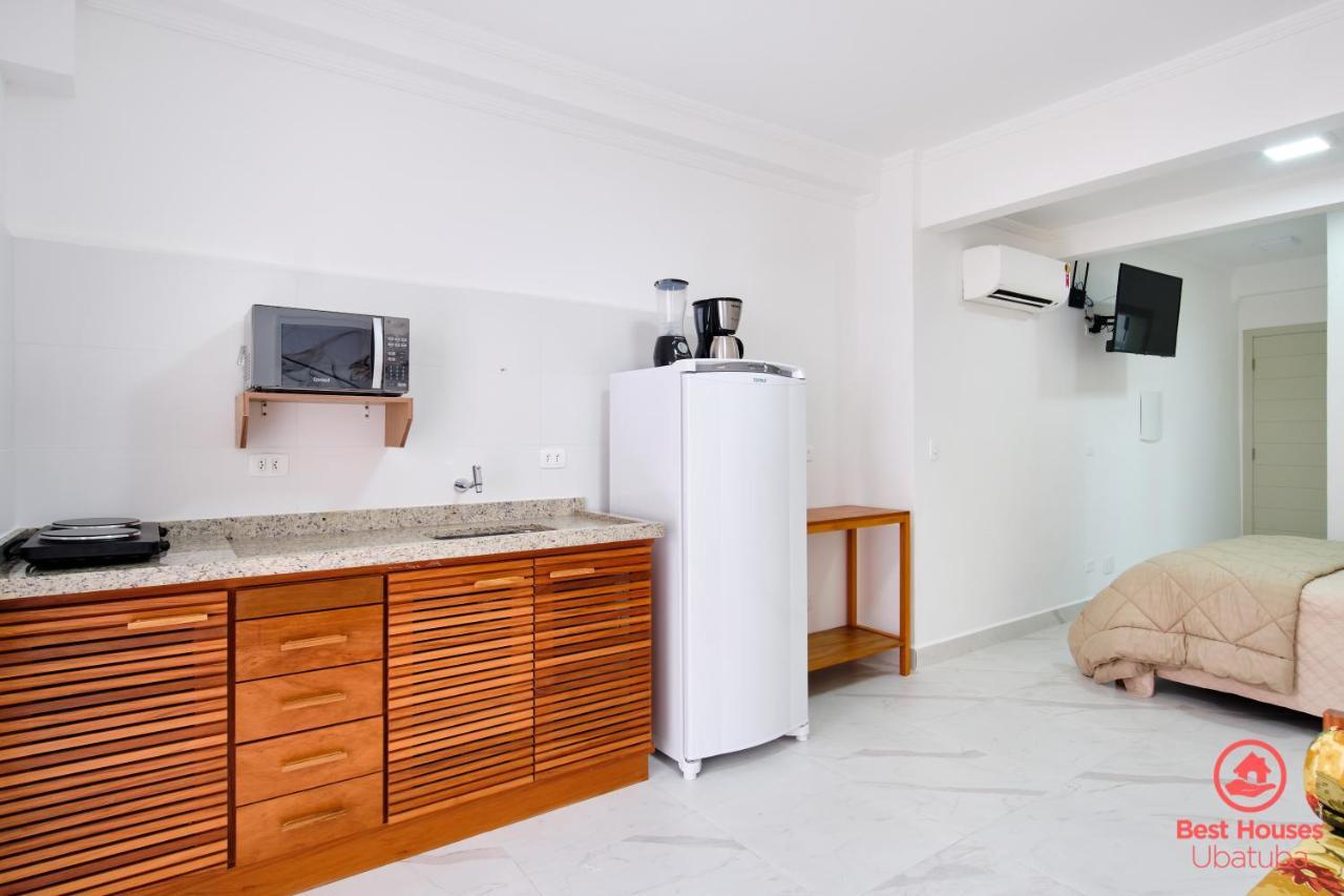 St1: Estudio Encantador Com Cozinha, Ar E Varanda * Ubatuba